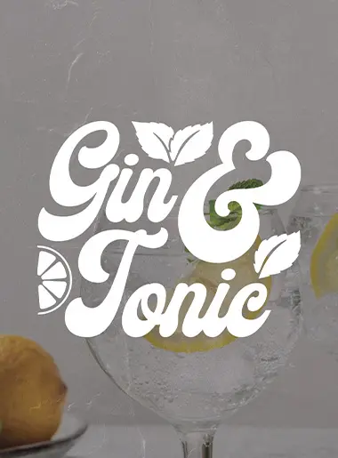 Schriftzug "Gin Tonic" mit passender Illustration