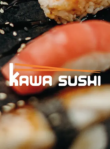Kawa Sushi Logo Mockup als aktuelles Projekt der freiberuflichen Grafikdesignerin Evelina Stallbaum. Modernes Logo und Branding für ein Sushi Restaurant.